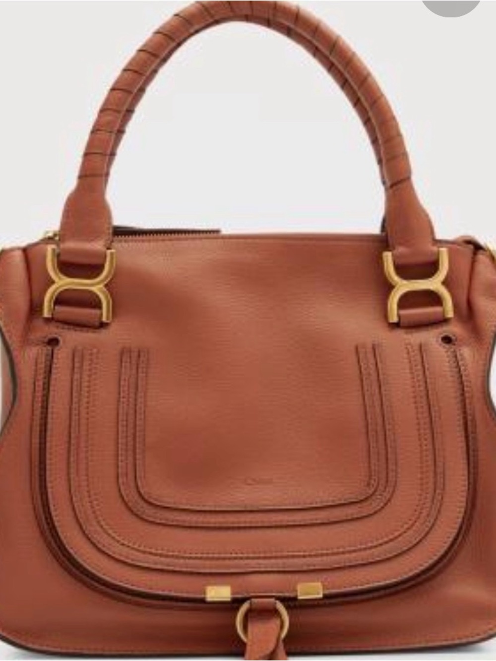 Chloe Brown Leather Top-Handle Crossbody Bag with Gold Hardware